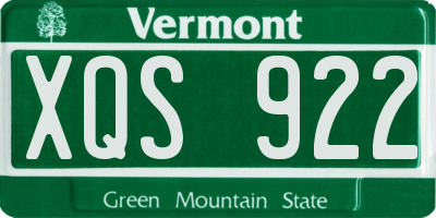 VT license plate XQS922
