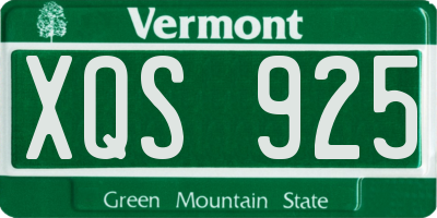 VT license plate XQS925