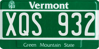 VT license plate XQS932