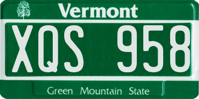 VT license plate XQS958