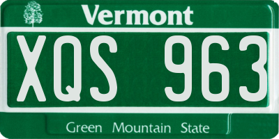 VT license plate XQS963