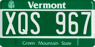 VT license plate XQS967