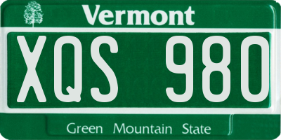 VT license plate XQS980