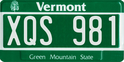 VT license plate XQS981