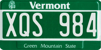 VT license plate XQS984