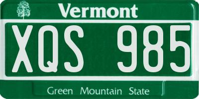 VT license plate XQS985