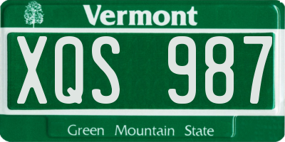 VT license plate XQS987