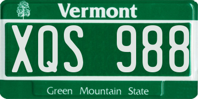 VT license plate XQS988