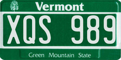 VT license plate XQS989