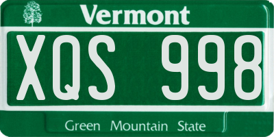 VT license plate XQS998