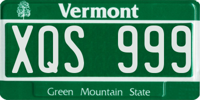 VT license plate XQS999