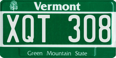VT license plate XQT308