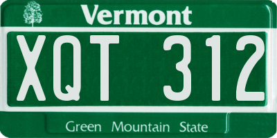 VT license plate XQT312