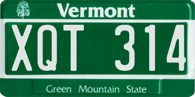 VT license plate XQT314