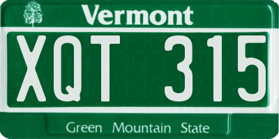 VT license plate XQT315