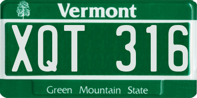 VT license plate XQT316