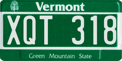 VT license plate XQT318