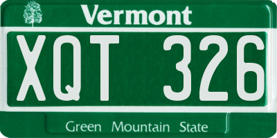 VT license plate XQT326