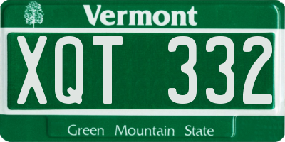 VT license plate XQT332