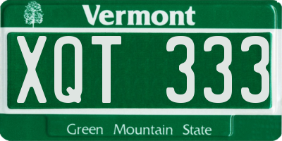 VT license plate XQT333