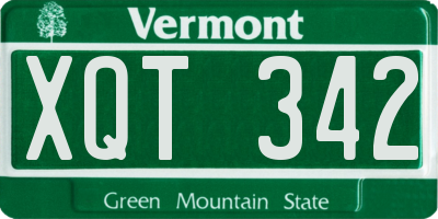 VT license plate XQT342