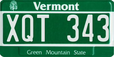 VT license plate XQT343