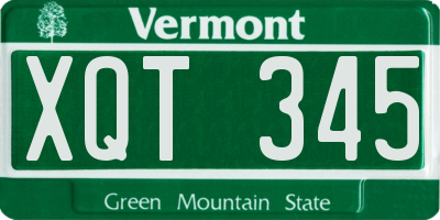 VT license plate XQT345