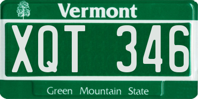 VT license plate XQT346