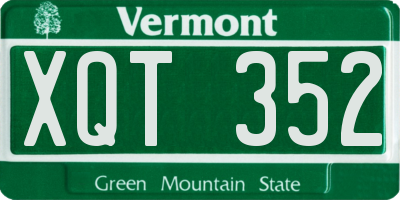 VT license plate XQT352