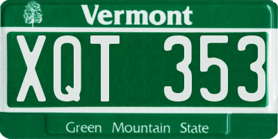 VT license plate XQT353