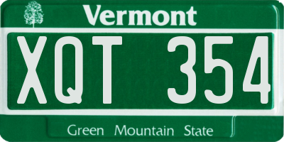 VT license plate XQT354