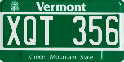 VT license plate XQT356