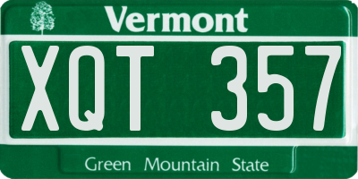 VT license plate XQT357