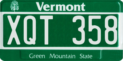 VT license plate XQT358