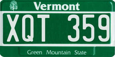 VT license plate XQT359