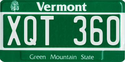 VT license plate XQT360