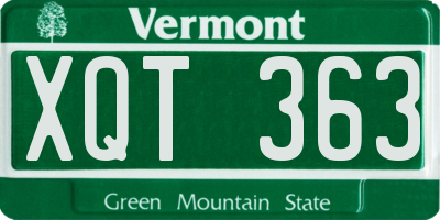 VT license plate XQT363