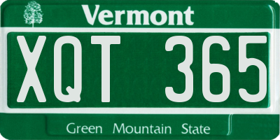 VT license plate XQT365