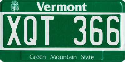 VT license plate XQT366