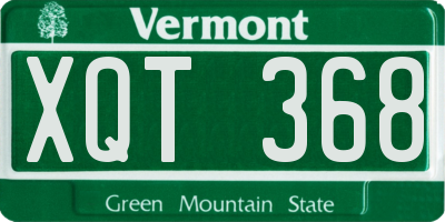 VT license plate XQT368