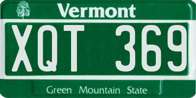 VT license plate XQT369
