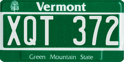 VT license plate XQT372