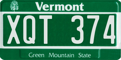 VT license plate XQT374