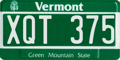 VT license plate XQT375