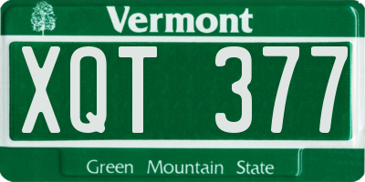 VT license plate XQT377