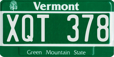 VT license plate XQT378