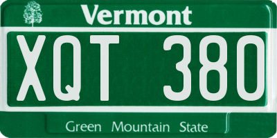 VT license plate XQT380