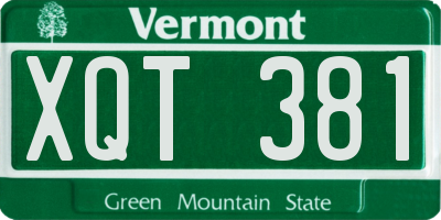 VT license plate XQT381