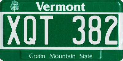 VT license plate XQT382