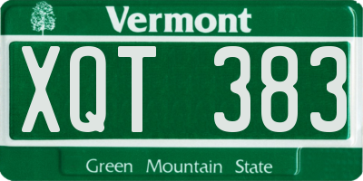 VT license plate XQT383